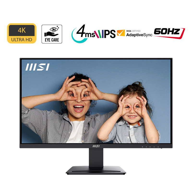 MONITOR 27" MSI PRO MP273U 3840 x 2160 FHD 60HZ 4MS 4K PANEL IPS EYESERGO HDMI DP PLANO NEGRO 9S6-3PB4CH-211