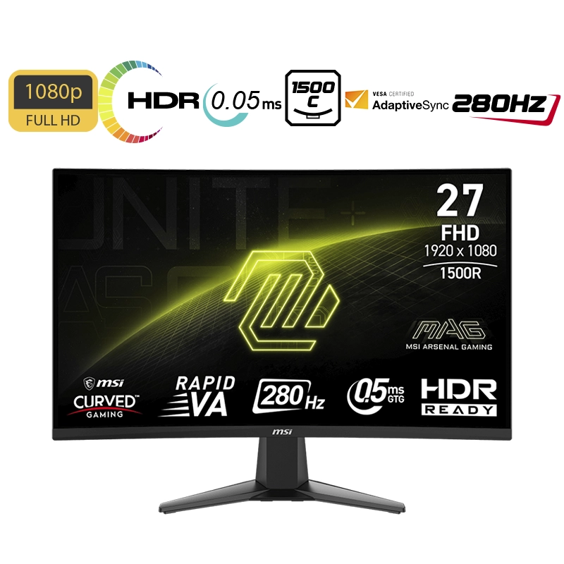 MONITOR MSI CURVO 27" MAG 276CXF 1920 X 1080 VA 280HZ ADAPTIVE-SYNC HDMI Y DISPLAYPORT 9S6-3CE01M-017