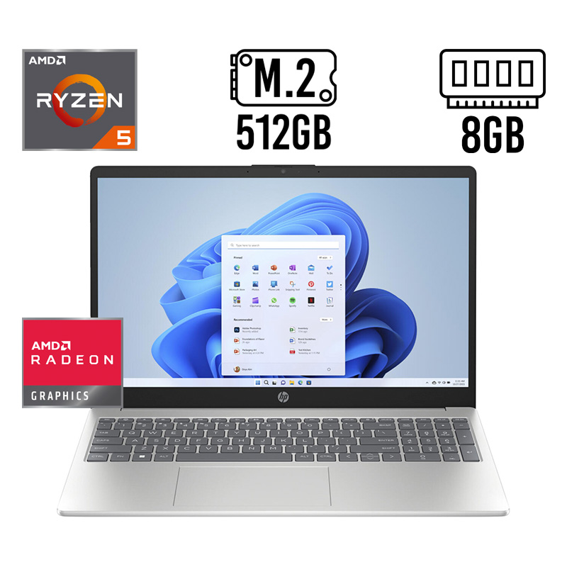 LAPTOP HP 15-FC0041WM 15.6" RYZEN 5 7520U 8GB 512GB SSD WIN 11 INGLES B5TH5UA#ABA