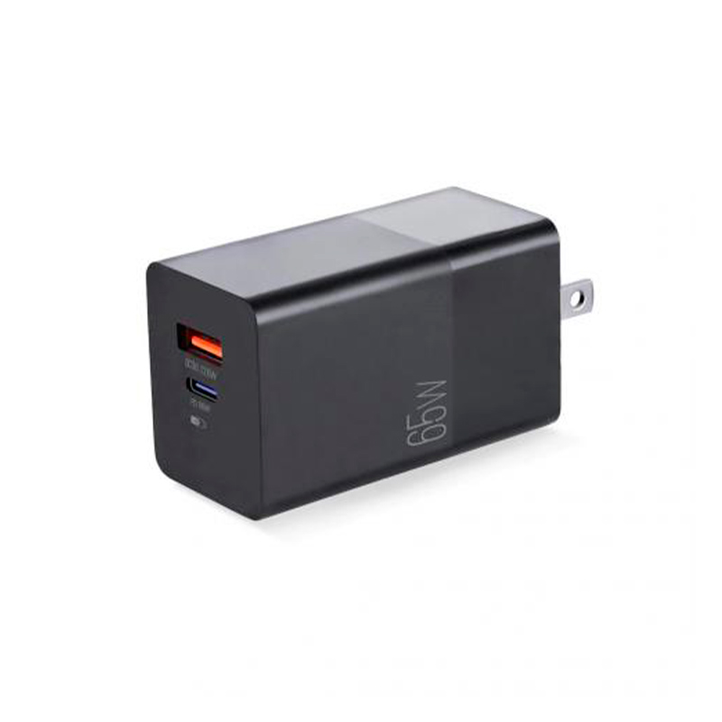 CARGADOR ARGOM FAST CHARGE DE PARED USB DUAL PD VOLTA P6 PLEGABLE TYPE-C+USB 65W ARG-AC-0124BK
