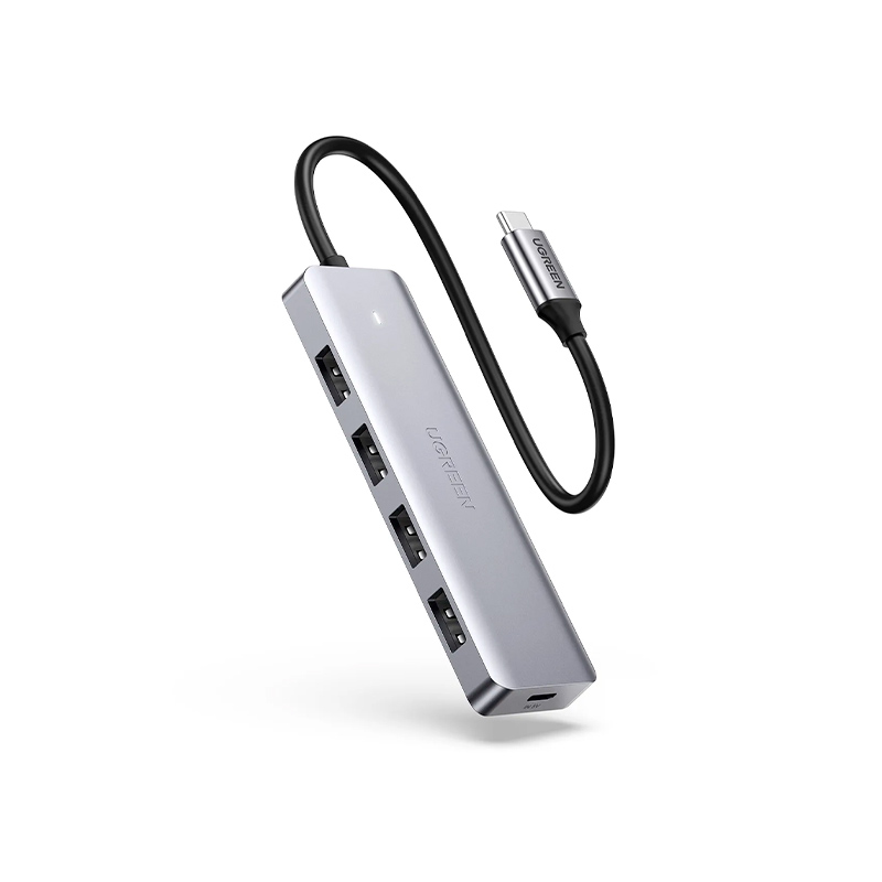 HUB UGREEN CM219 4 PUERTOS USB 3.0 CON PUERTO DE ALIMENTACION USB-C 70336 GRIS