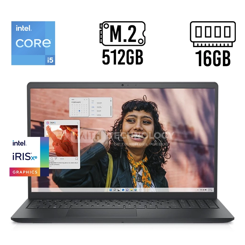 LAPTOP DELL INSPIRON 15 15.6" i5-1335U 16GB 512GB SSD TOUCH WIN 11 INGLES i3530-5067BLK-PUS