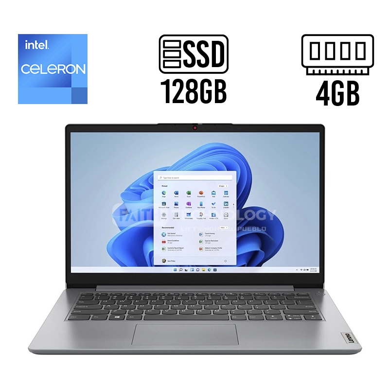 LAPTOP LENOVO IDEAPAD 1I 14" INTEL CELERON N4500 4GB 128GB SSD WIN 11 82LV0075US