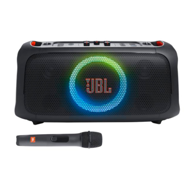 PARLANTE JBL PARTYBOX ON-THE-GO 100W BLUETOOTH A PRUEBA DE SALPICADURAS PORTÁTIL CON MICROFONO INALAMBRICO JBLPBOTGESAM