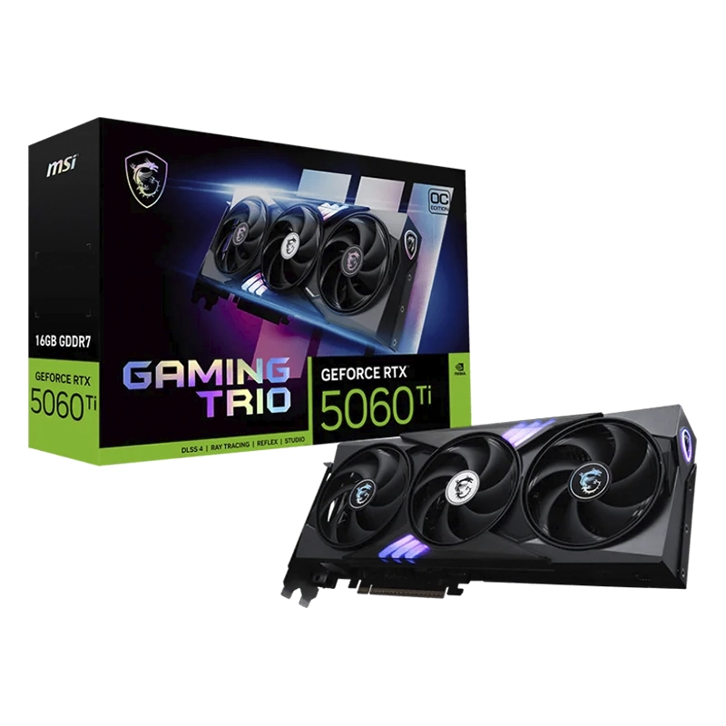 TARJETA DE VIDEO MSI GEFORCE RTX 5060 TI 16G GAMING TRIO OC 16GB GDDR7 2662 MHZ 912-V535-030