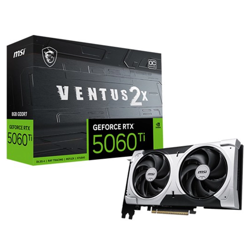 TARJETA DE VIDEO MSI GEFORCE RTX 5060 Ti 8G VENTUS 2X PLUS 8GB GDDR7 2572 MHZ 912-V536-051