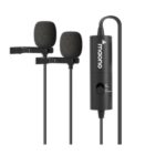 MICROFONO MAONO AU-200 AUXILIAR 3.5MM LAVALIER DOBLE CABEZA OMNIDIRECCIONAL NEGRO