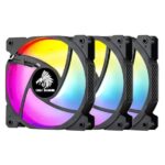 ABANICOS ARGB EAGLE WARRIOR FCF2L3W5007C 3X120MM W/6 PIN CONTROL BOX NEGRO